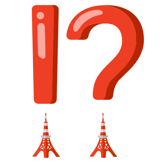 Exclamation question mark and Tokyo tower