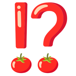 exclamation question mark and tomato