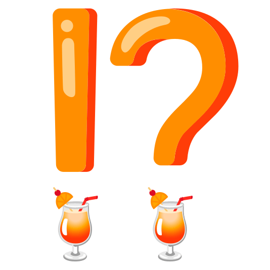 Exclamation question mark and Tropical drink