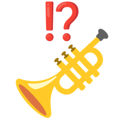 exclamation question mark and trumpet