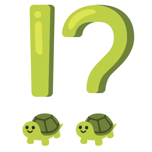 Exclamation question mark and Turtle
