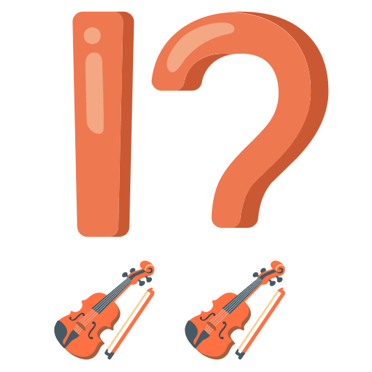 Exclamation question mark and Violin