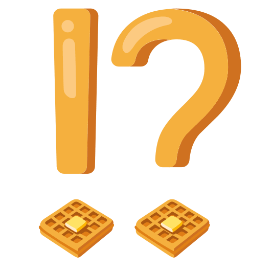 Exclamation question mark and Waffle