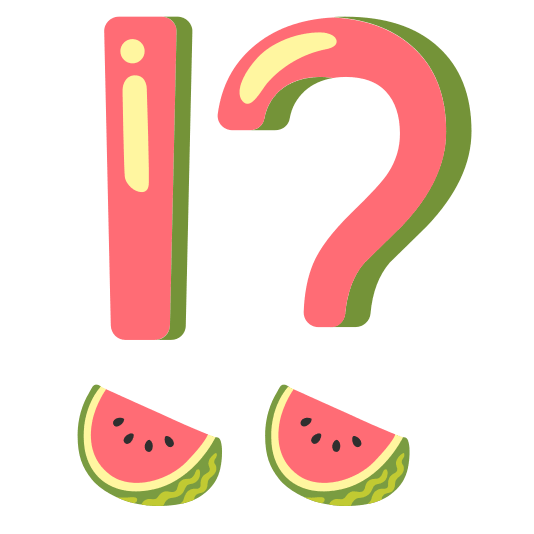 Exclamation question mark and Watermelon