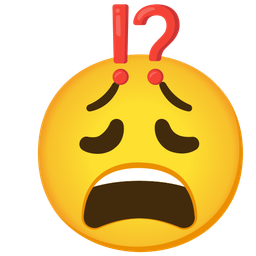 exclamation question mark and weary face
