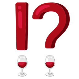 exclamation question mark and wine glass