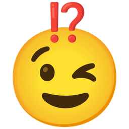 Exclamation question mark and Winking face