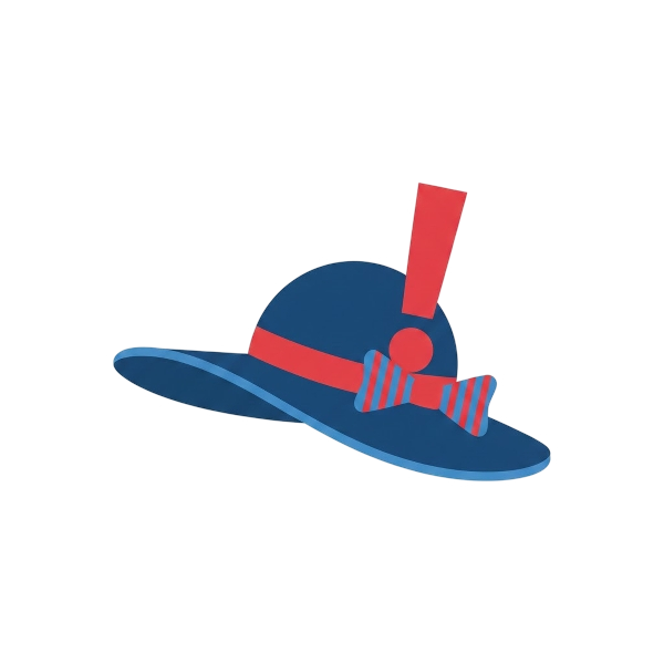 Exclamation question mark and Woman’s hat