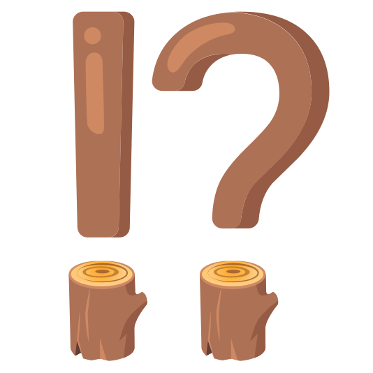 Exclamation question mark and Wood