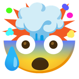 exploding head and anxious face with sweat