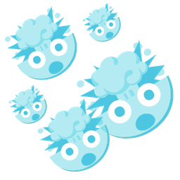 exploding head and bubbles