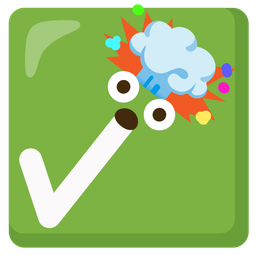 exploding head and check mark button