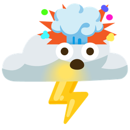 exploding head and cloud with lightning