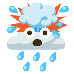 exploding head and cloud with rain