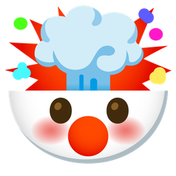 exploding head and clown face