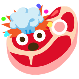 exploding head and cut of meat