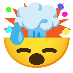 exploding head and downcast face with sweat