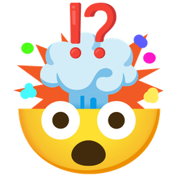 exploding head and exclamation question mark