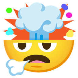 exploding head and face exhaling