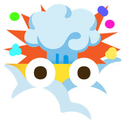 exploding head and face in clouds