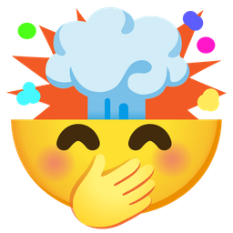 exploding head and face with hand over mouth