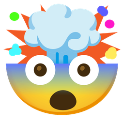 exploding head and fearful face