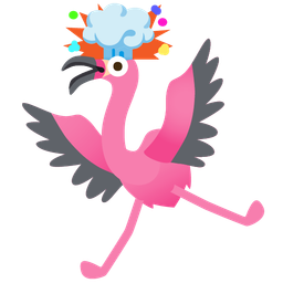 exploding head and flamingo