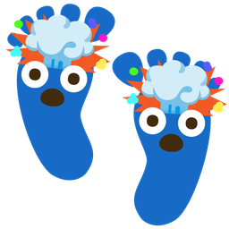 exploding head and footprints