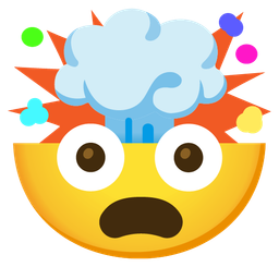 exploding head and frowning face with open mouth