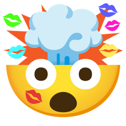 exploding head and kiss mark