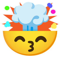 Exploding head and Kissing face with smiling eyes