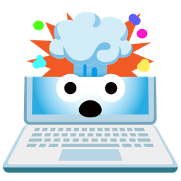 exploding head and laptop