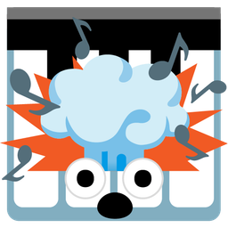 exploding head and musical keyboard