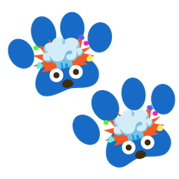 exploding head and paw prints