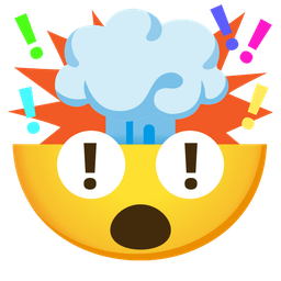 exploding head and red exclamation mark