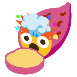 exploding head and roasted sweet potato