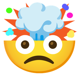 exploding head and slightly frowning face