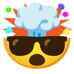 exploding head and smiling face with sunglasses
