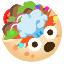 exploding head and stuffed flatbread