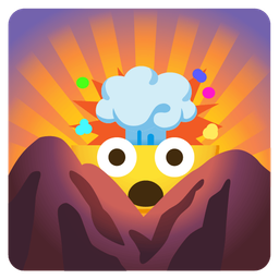 exploding head and sunrise over mountains