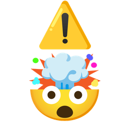 exploding head and warning