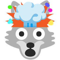 exploding head and wolf