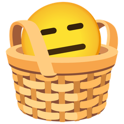 expressionless face and basket