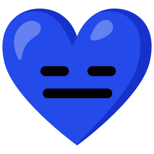 Expressionless face and Blue heart