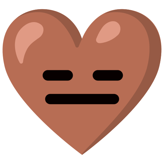 Expressionless face and Brown heart