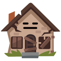 expressionless face and derelict house