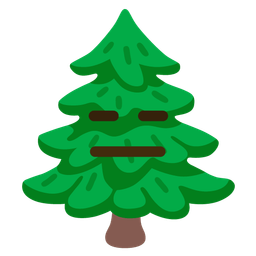 expressionless face and evergreen tree