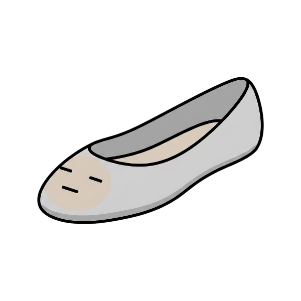 Expressionless face and Flat shoe