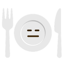 expressionless face and fork and knife with plate