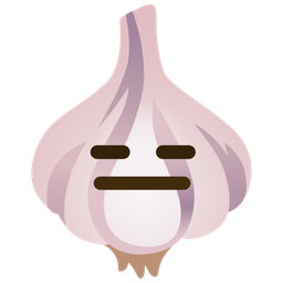expressionless face and garlic